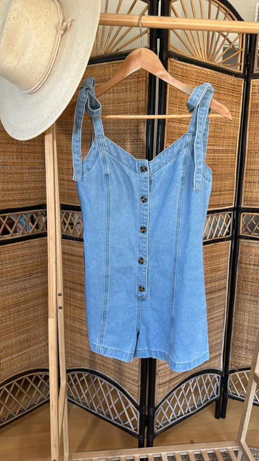 Summer Crush Denim Romper - final sale