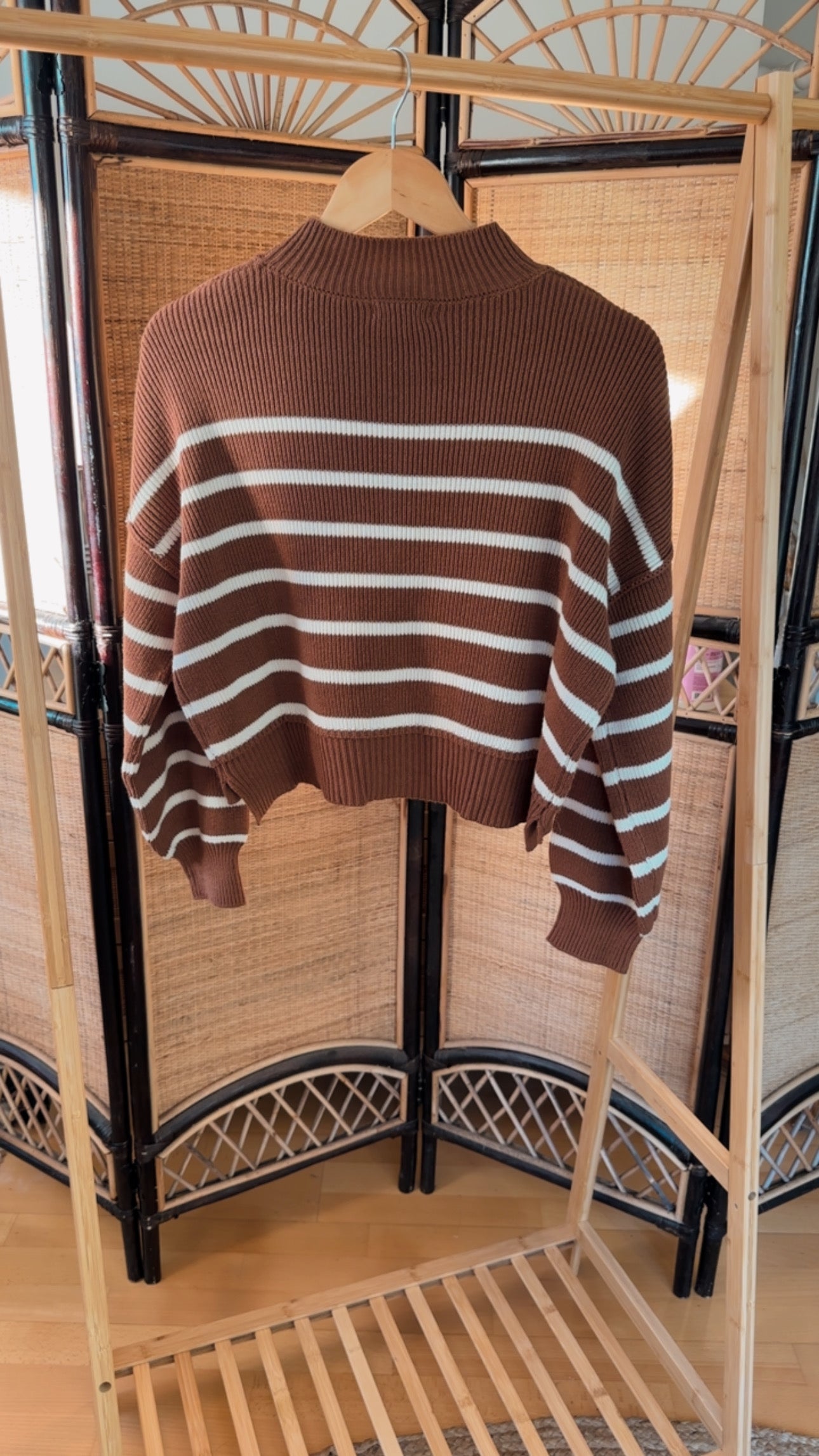 Fine Lines Crop Sweater - rust