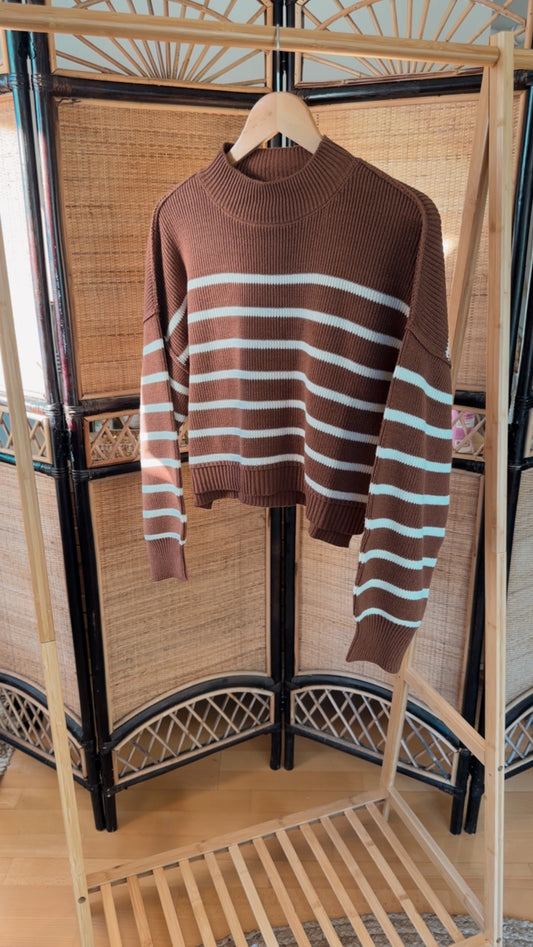 Fine Lines Crop Sweater - rust