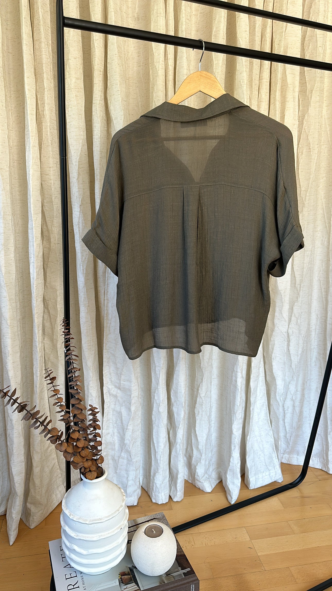 Summer Palm Leaf Shirt - dark green